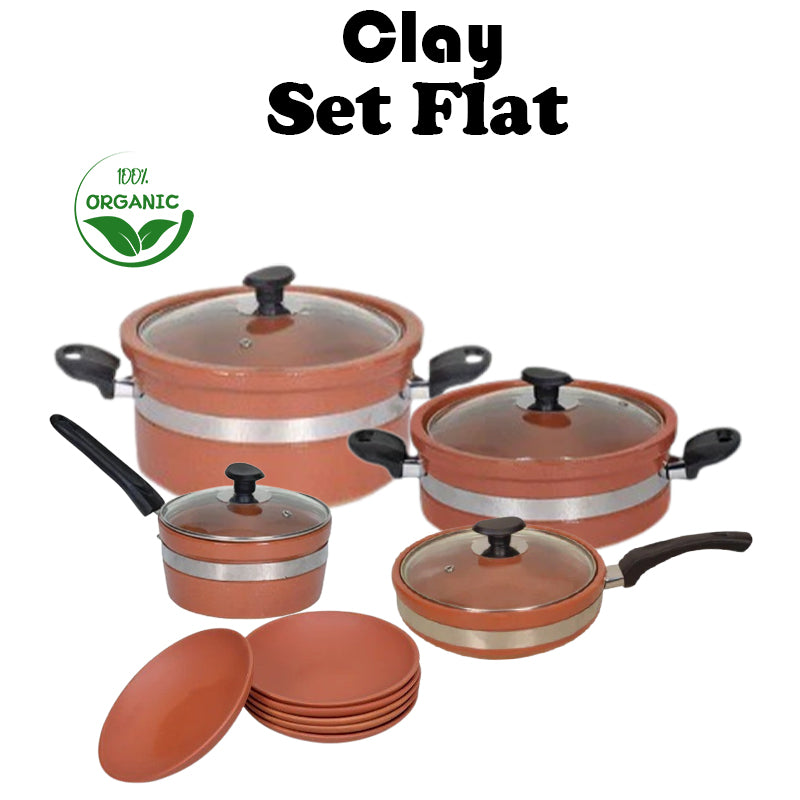 Clay Flat Glazed Set+Plates