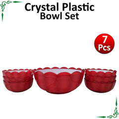 Red Crystal Plastic Bowl Set - 7pcs set