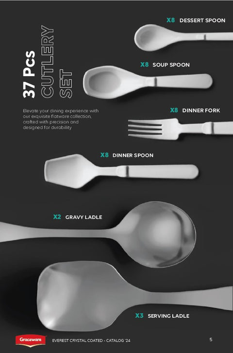 Graceware Double Glazed Crystal Coated Everest Melamine Dinner Set Design #6 - 80pcs Set