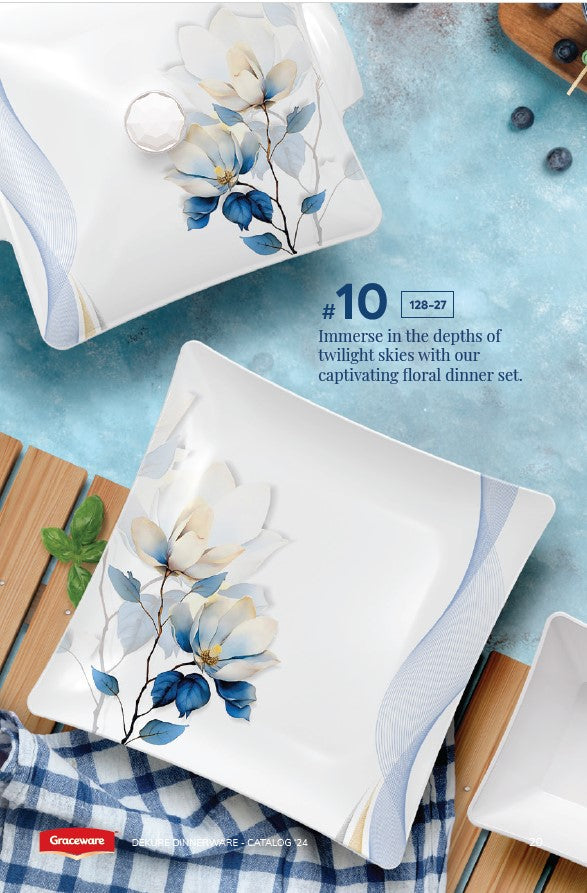 Graceware Double Glazed Dekure Melamine Dinner Set Design #10 - 80pcs Set