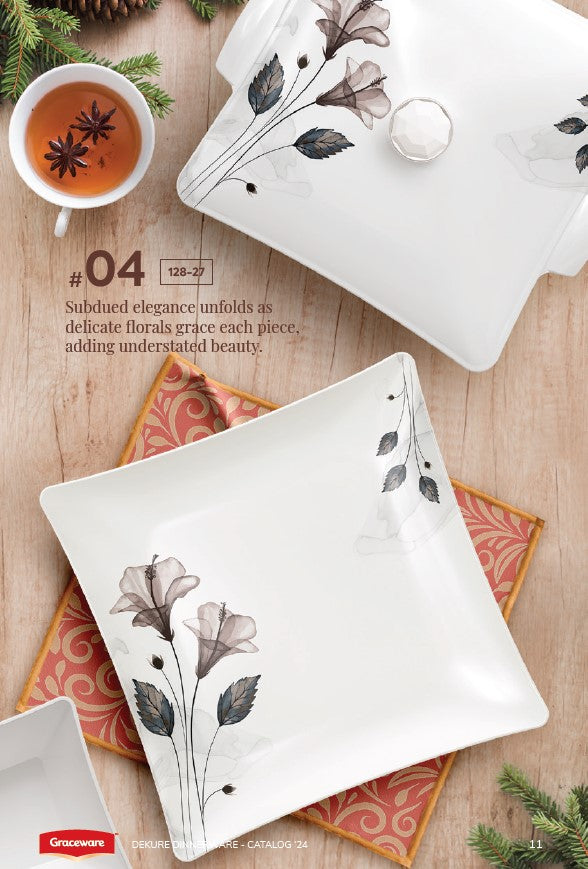 Graceware Double Glazed Dekure Melamine Dinner Set Design #4 - 80pcs Set