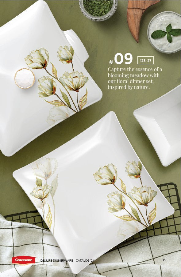 Graceware Double Glazed Dekure Melamine Dinner Set Design #9 - 80pcs Set