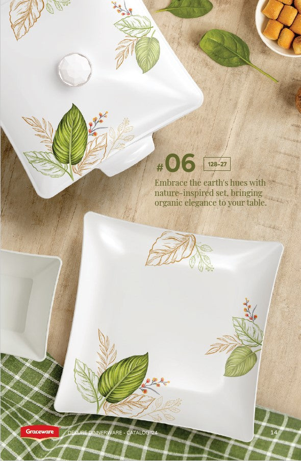 Graceware Double Glazed Dekure Melamine Dinner Set Design #6 - 80pcs Set