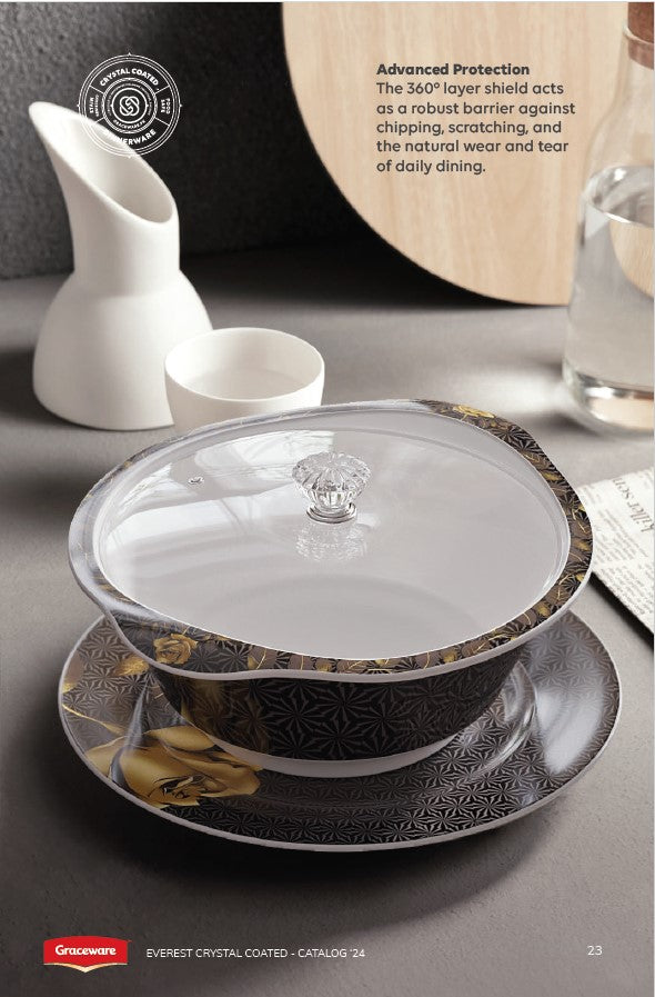 Graceware Double Glazed Crystal Coated Everest Melamine Dinner Set Design #10 - 80pcs Set