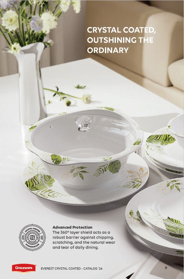 Graceware Double Glazed Crystal Coated Everest Melamine Dinner Set Design #2 - 80pcs Set