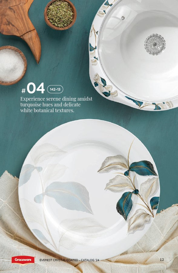 Graceware Double Glazed Crystal Coated Everest Melamine Dinner Set Design #4 - 80pcs Set