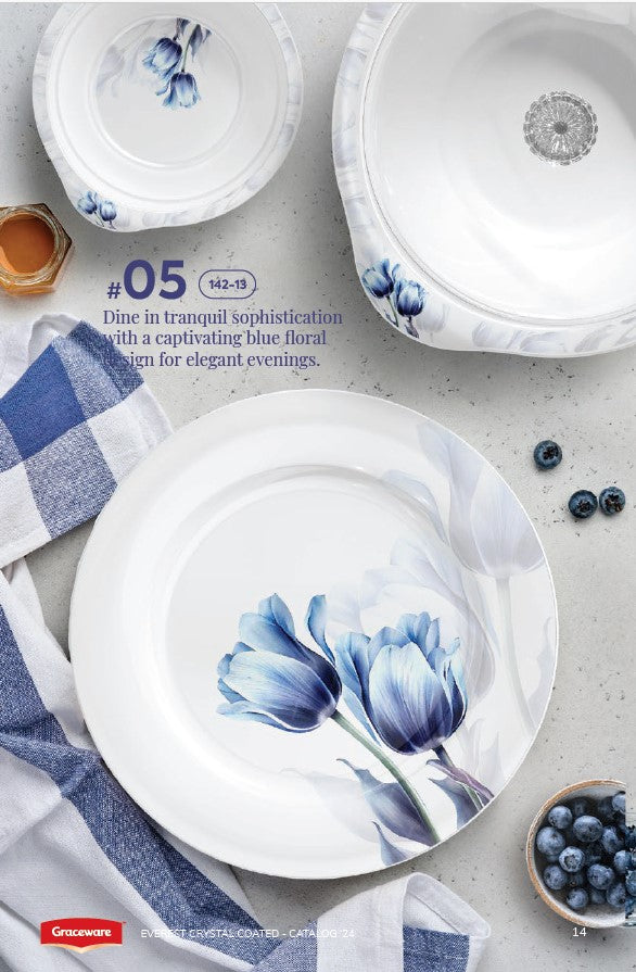 Graceware Double Glazed Crystal Coated Everest Melamine Dinner Set Design #5 - 80pcs Set