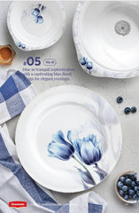 Graceware Double Glazed Crystal Coated Everest Melamine Dinner Set Design #5 - 80pcs Set