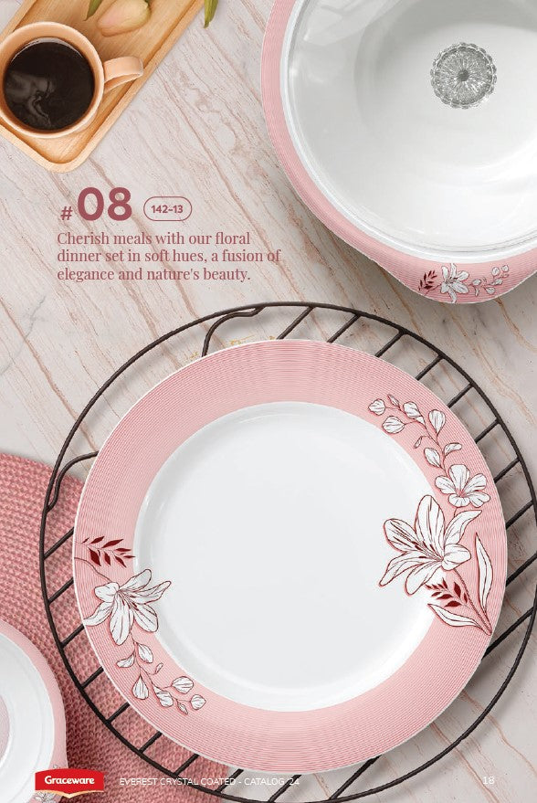 Graceware Double Glazed Crystal Coated Everest Melamine Dinner Set Design #8 - 80pcs Set