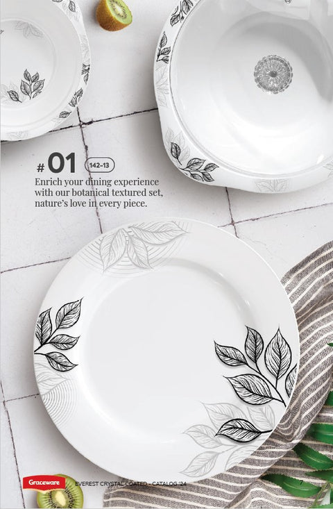 Graceware Double Glazed Crystal Coated Everest Melamine Dinner Set Design #1 - 80pcs Set