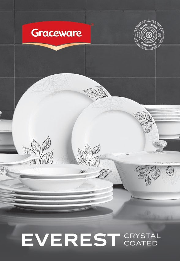 Graceware Double Glazed Crystal Coated Everest Melamine Dinner Set Design #1 - 80pcs Set