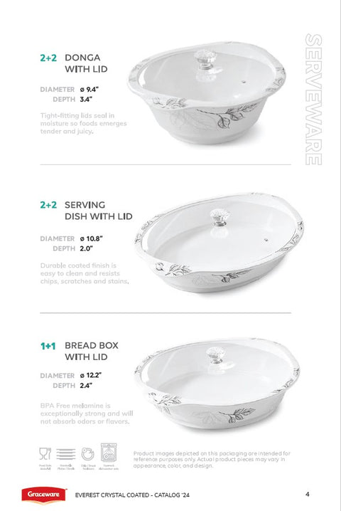 Graceware Double Glazed Crystal Coated Everest Melamine Dinner Set Design #6 - 80pcs Set