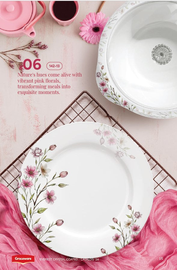 Graceware Double Glazed Crystal Coated Everest Melamine Dinner Set Design #6 - 80pcs Set