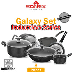 Sonex Induction Series Non Stick Set (Marble Coating)-8Pcs Set