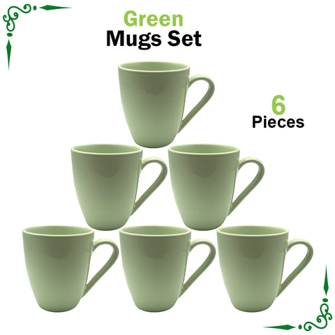 Green Mugs Set for Tea & Coffee-6pcs Set