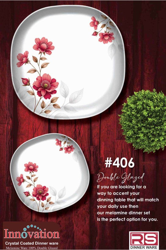 Innovation Crystal Coated Melamine Dinner Set Design #406 - 72pcs