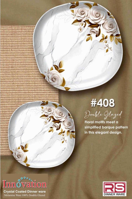 Innovation Crystal Coated Melamine Dinner Set Design #408 - 72pcs