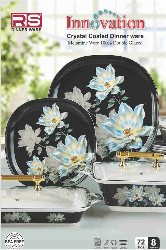 Innovation Crystal Coated Melamine Dinner Set Design #413 - 72pcs