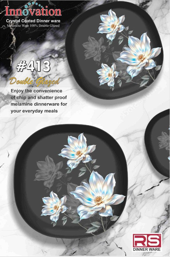 Innovation Crystal Coated Melamine Dinner Set Design #413 - 72pcs