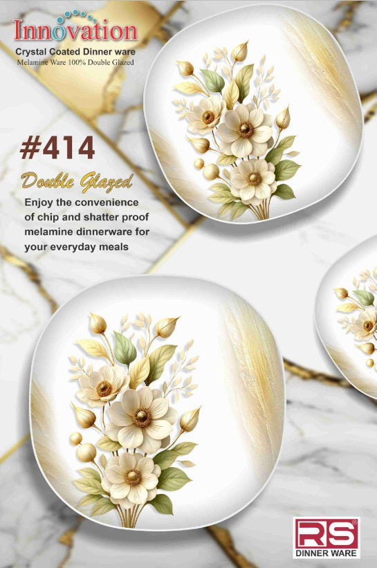Innovation Crystal Coated Melamine Dinner Set Design #414 - 72pcs