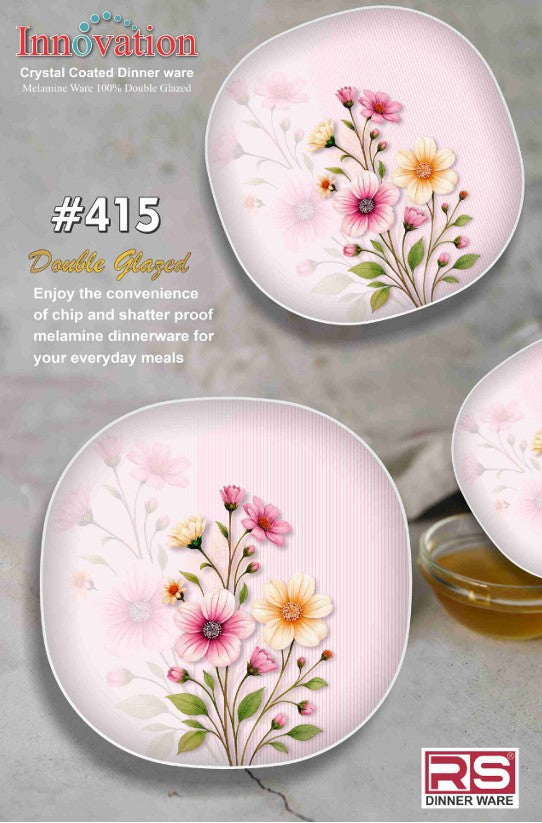 Innovation Crystal Coated Melamine Dinner Set Design #415 - 72pcs