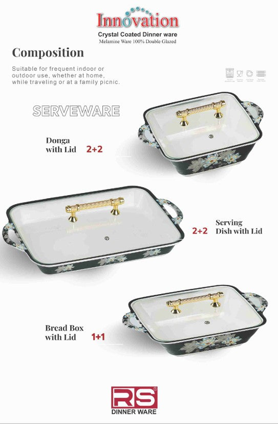 Innovation Crystal Coated Melamine Dinner Set Design #413 - 72pcs