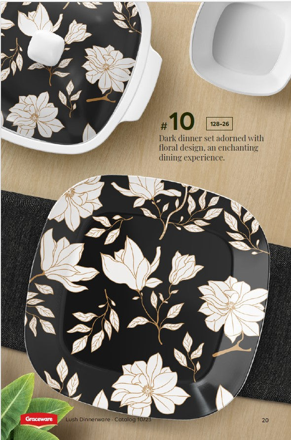 Graceware Double Glazed Lush Melamine Dinner Set Design #10 - 80pcs Set