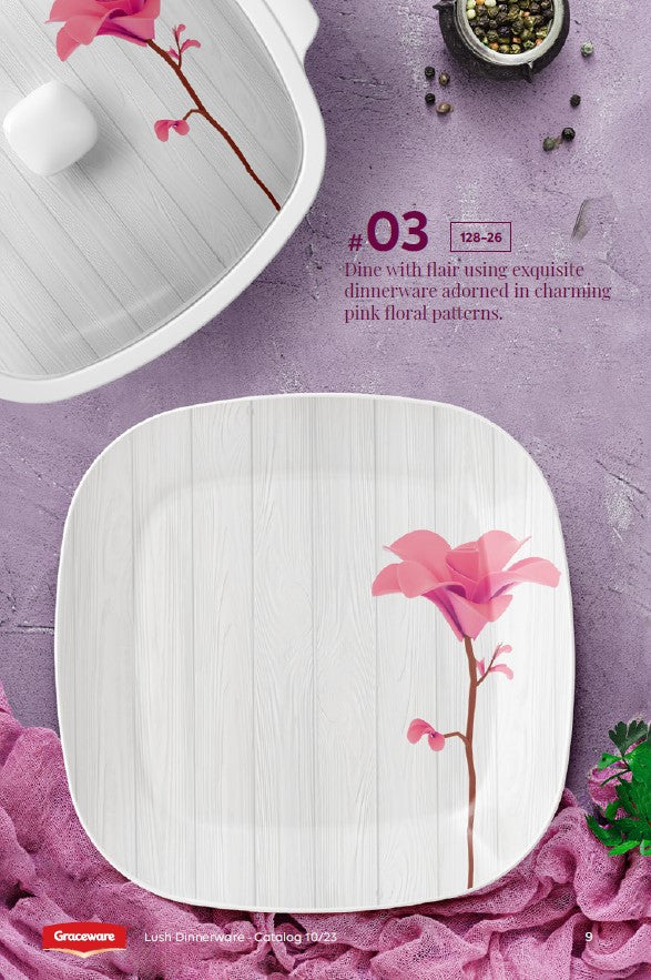 Graceware Double Glazed Lush Melamine Dinner Set Design #3 - 80pcs Set