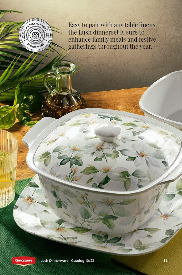 Graceware Double Glazed Lush Melamine Dinner Set Design #4 - 80pcs Set