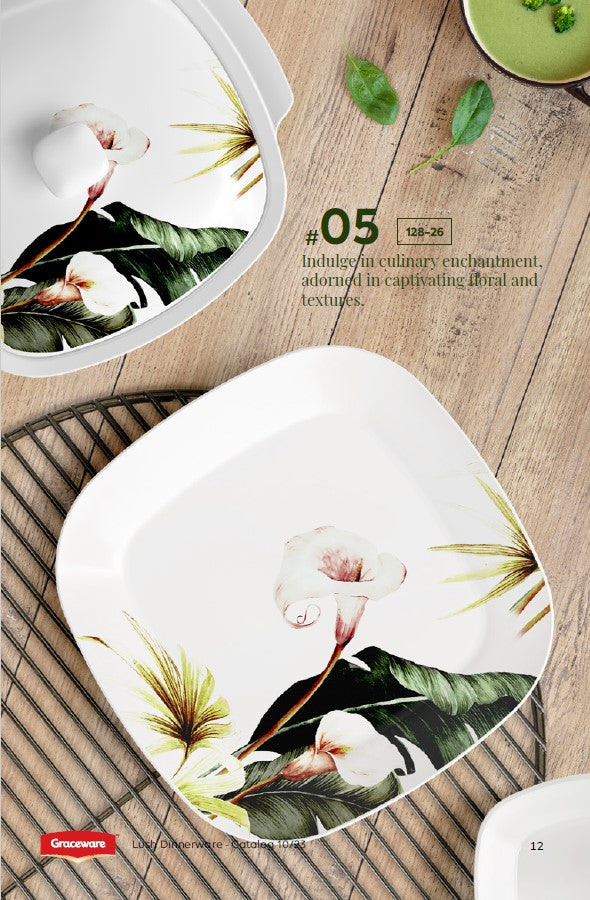 Graceware Double Glazed Lush Melamine Dinner Set Design #5 - 80pcs Set
