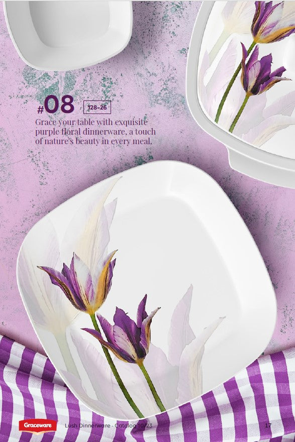 Graceware Double Glazed Lush Melamine Dinner Set Design #8 - 80pcs Set