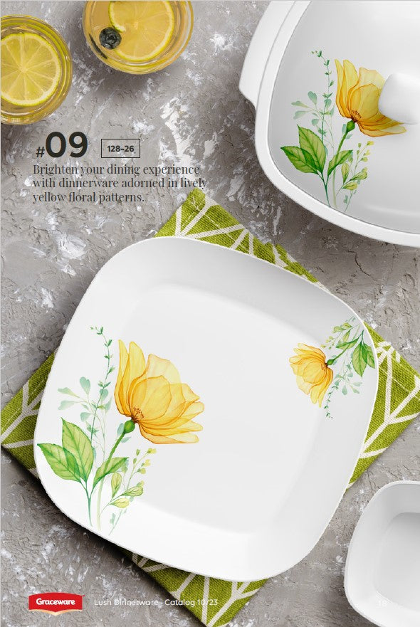 Graceware Double Glazed Lush Melamine Dinner Set Design #9 - 80pcs Set