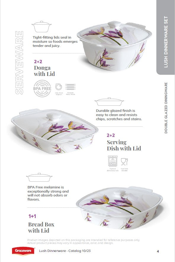 Graceware Double Glazed Lush Melamine Dinner Set Design #2 - 80pcs Set