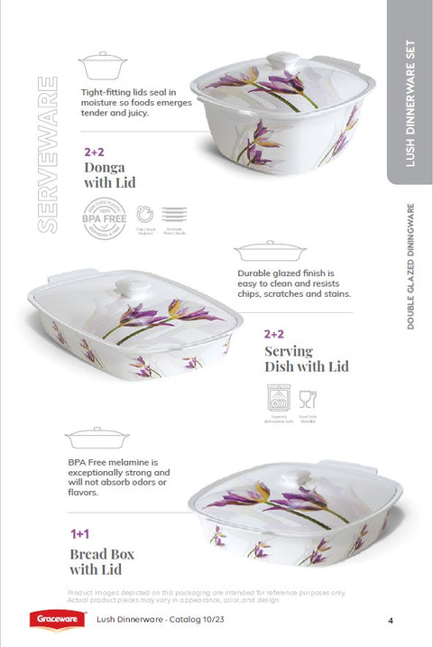 Graceware Double Glazed Lush Melamine Dinner Set Design #6 - 80pcs Set