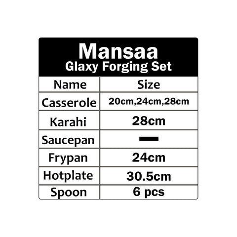 Mansaa Nonstick Glaxy Forging Set - 17pcs Set