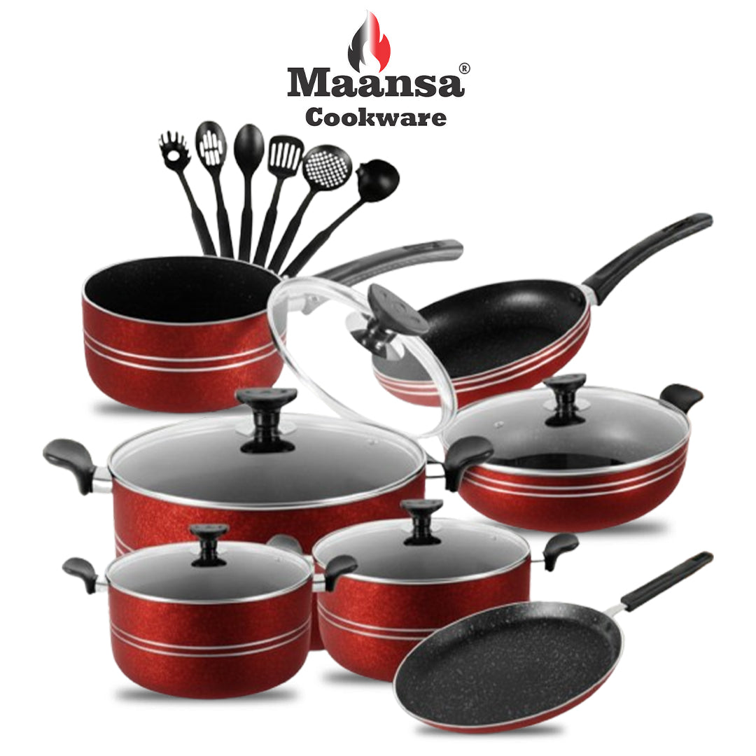 Mansaa Nonstick Jumbo Set - 18pcs Set (Big Size)
