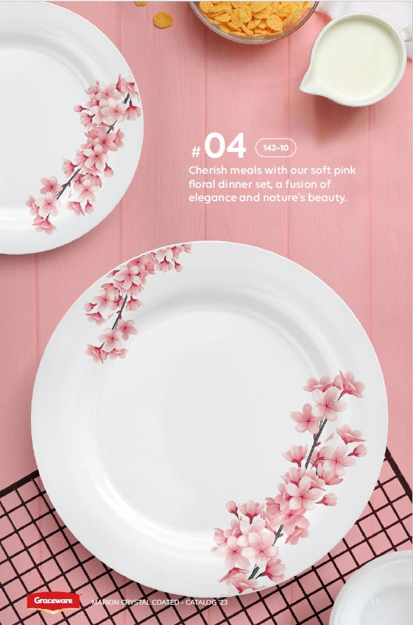 Graceware Double Glazed Crystal Coated Marion Melamine Dinner Set Design #4 - 80pcs Set