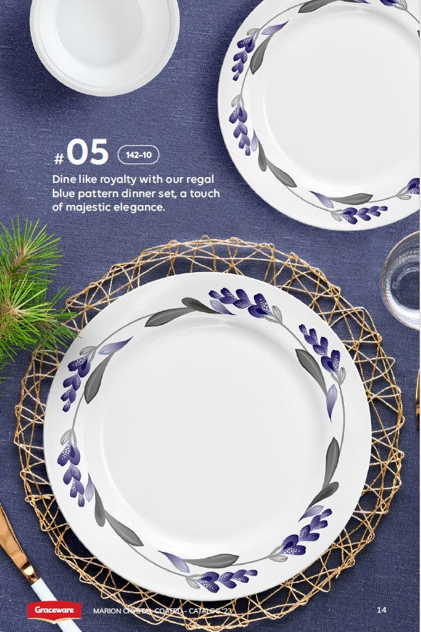 Graceware Double Glazed Crystal Coated Marion Melamine Dinner Set Design #5 - 80pcs Set