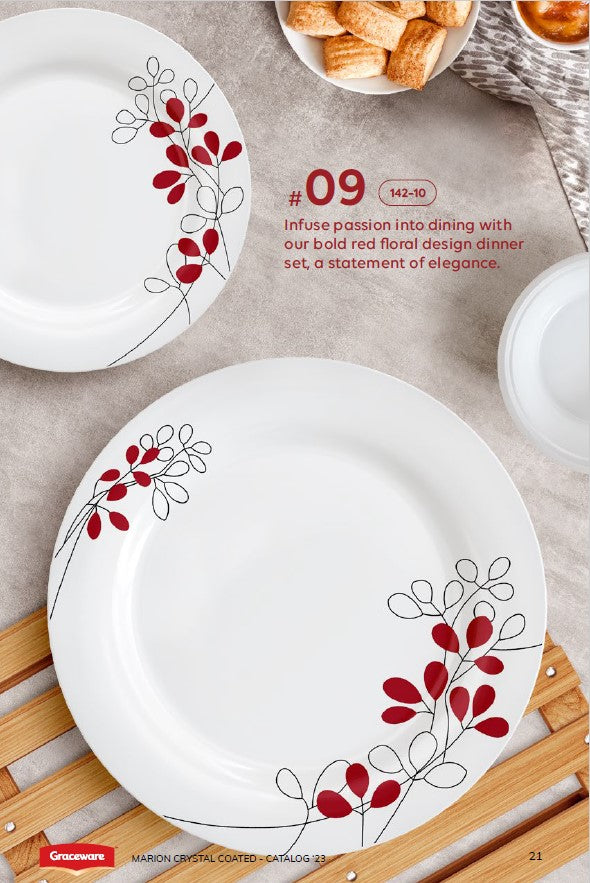 Graceware Double Glazed Crystal Coated Marion Melamine Dinner Set Design #9 - 80pcs Set