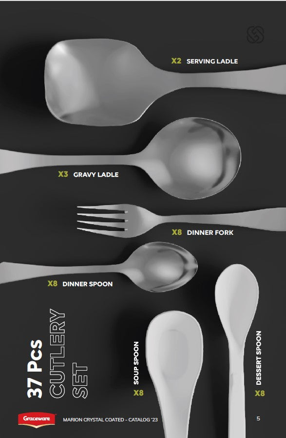 Graceware Double Glazed Crystal Coated Marion Melamine Dinner Set Design #2 - 80pcs Set