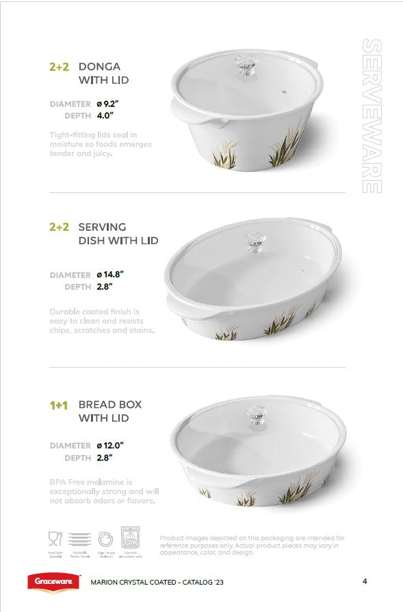 Graceware Double Glazed Crystal Coated Marion Melamine Dinner Set Design #2 - 80pcs Set