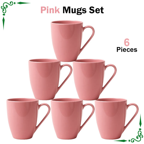 Pink Mugs Set for Juice Tea and Coffee- 6pcs Set