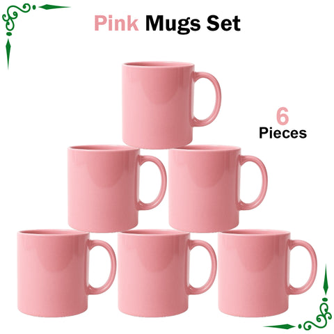 Pink Mugs Set for Juice Tea and Coffee- 6pcs Set