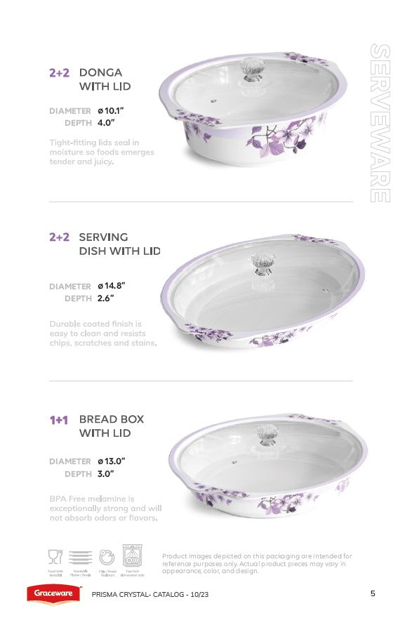 Graceware Double Glazed Crystal Coated Prisma Melamine Dinner Set Design #23 - 80pcs Set