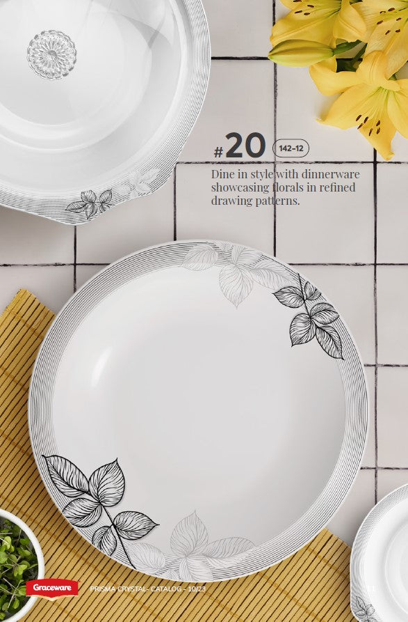 Graceware Double Glazed Crystal Coated Prisma Melamine Dinner Set Design #20 - 80pcs Set