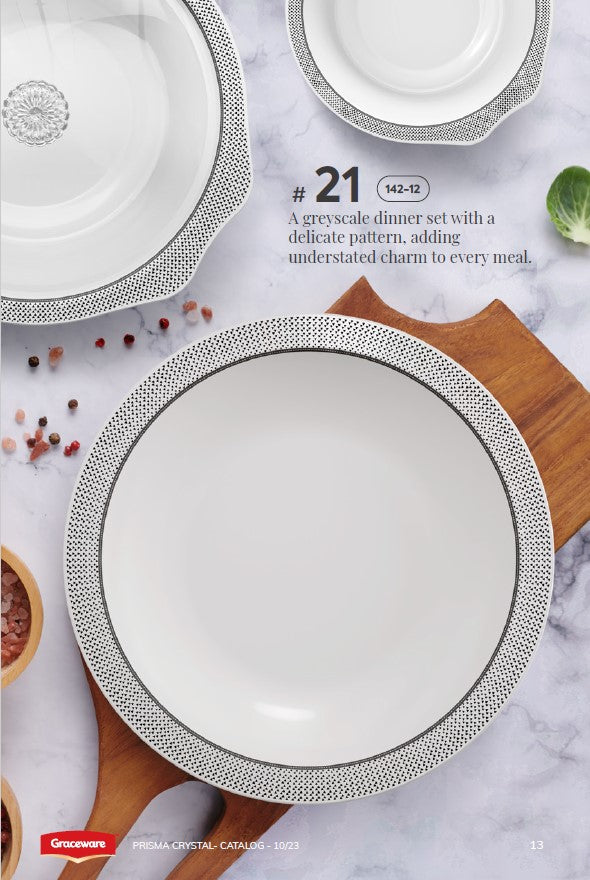 Graceware Double Glazed Crystal Coated Prisma Melamine Dinner Set Design #21 - 80pcs Set