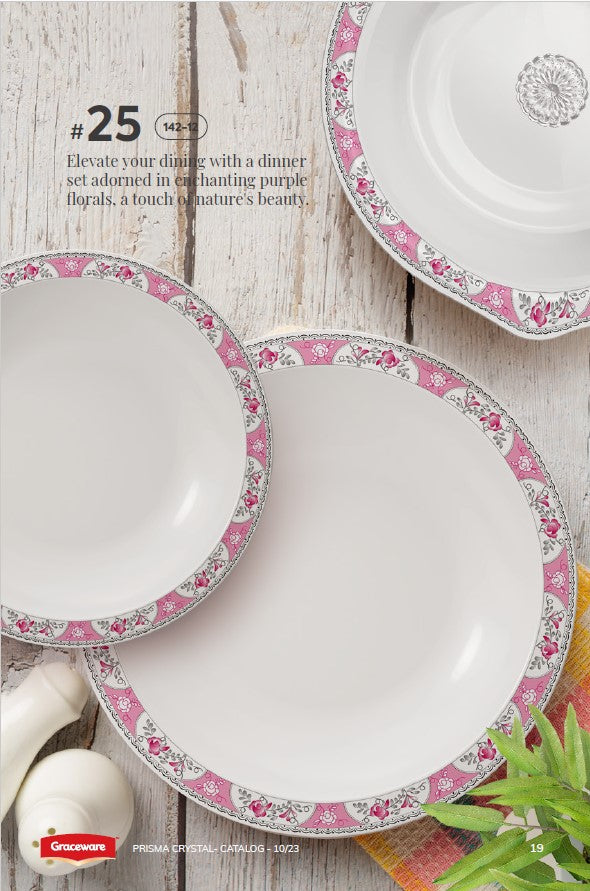 Graceware Double Glazed Crystal Coated Prisma Melamine Dinner Set Design #18 - 80pcs Set