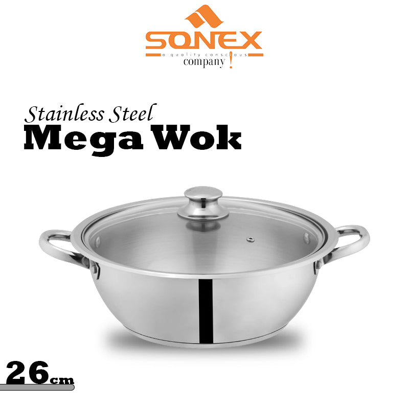 Sonex Mega Wok Glass Lid (Stainless Steel)