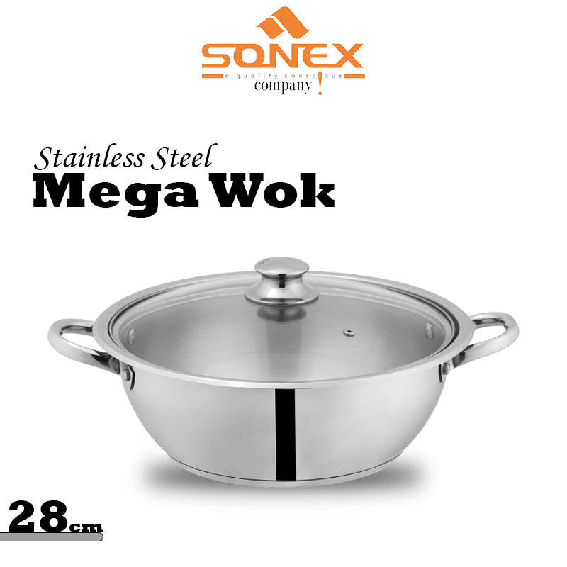Sonex Mega Wok Glass Lid (Stainless Steel)