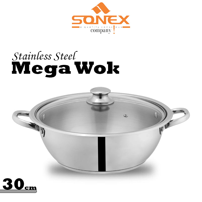 Sonex Mega Wok Glass Lid (Stainless Steel)